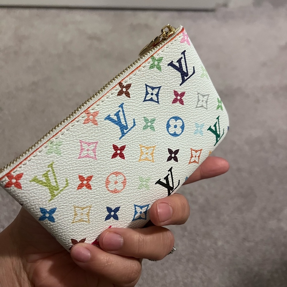 White Multicolor Monogram Canvas Zip Wallet